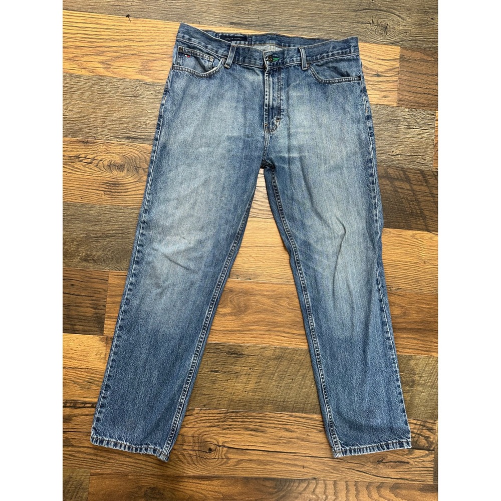 Vintage Tommy Hilfiger Custom Straight Mens Blue Denim Jeans 34x30 Medium Wash